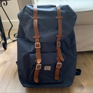 Herschel Little America Backpack Navy Blue with Red Paisley Lining